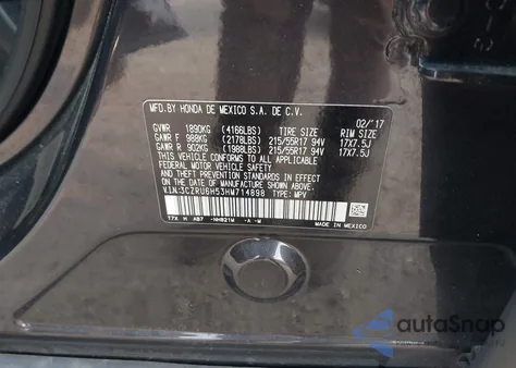 2017 Honda Hr-V Ex из США, поврежденный, VIN 3CZRU6H53HM714898